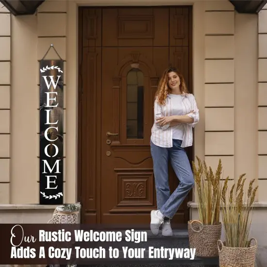 Welcome Sign for Front Door (Brown wooden design) {5}