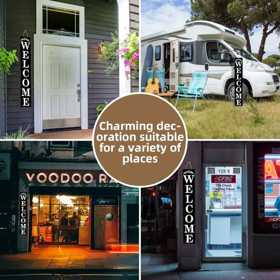 Welcome Sign for Front Porch (Black Welcome) {6}