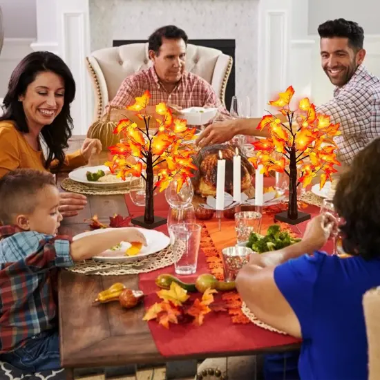 18'' Fall Thanksgiving Lighted Maple Tree with Timer {3}