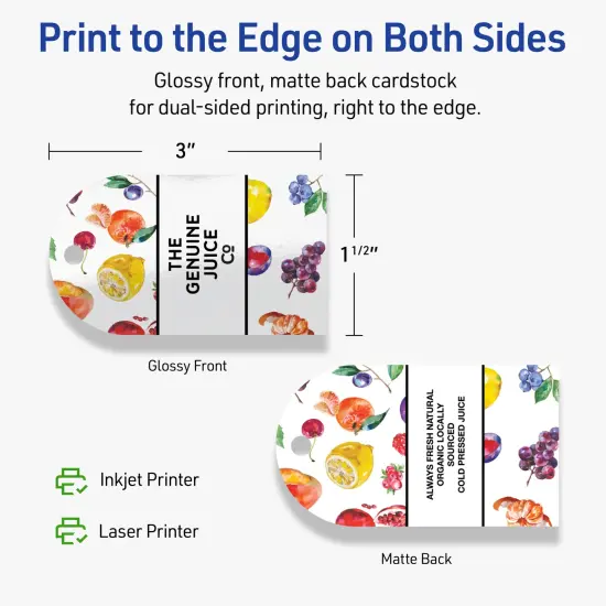 Avery Printable Arched Printable Tags, Sure Feed Technology, 2" x 3-1/2", Glossy White Cardstock, Print-to-The-Edge, Laser/Inkjet Printable, 80 Total {6}