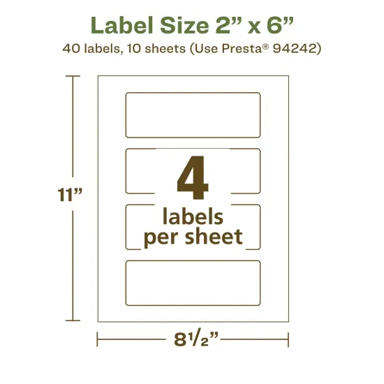 Avery Recycled Matte White Labels,2" x 6" Rectangle {5}