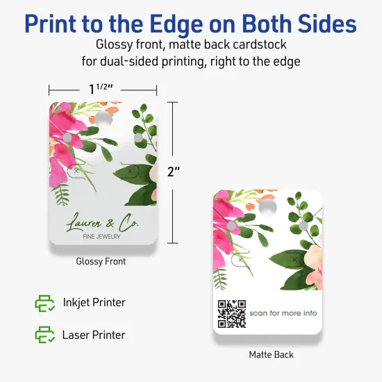 Avery Printable Rounded Rectangle Jewelry Tags, Sure Feed Technology, 1-1/2" x 2", Glossy White Cardstock, Print-to-The-Edge, Laser/Inkjet Printable, 150 Total {6}