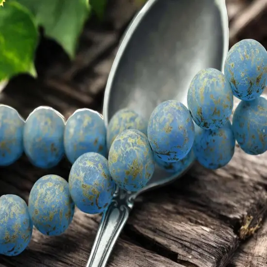 *10* 12mm Matte Capri Blue Travertine (Heavy) Round Druk Beads {3}