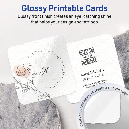 Avery Glossy White Square Cards, 3" x 3" Square Rounded Corners {2}