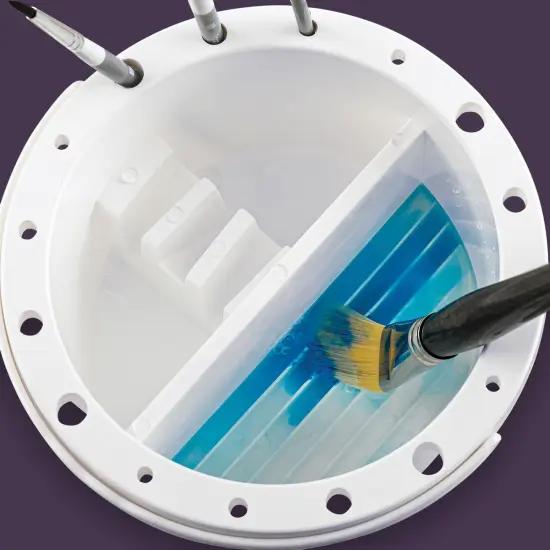 artPOP! Brush Basin, Multi-Use Brush Tub with Paint Brush Holder, Dual Chamber Artist Brush Washer with Palette Lid {1}