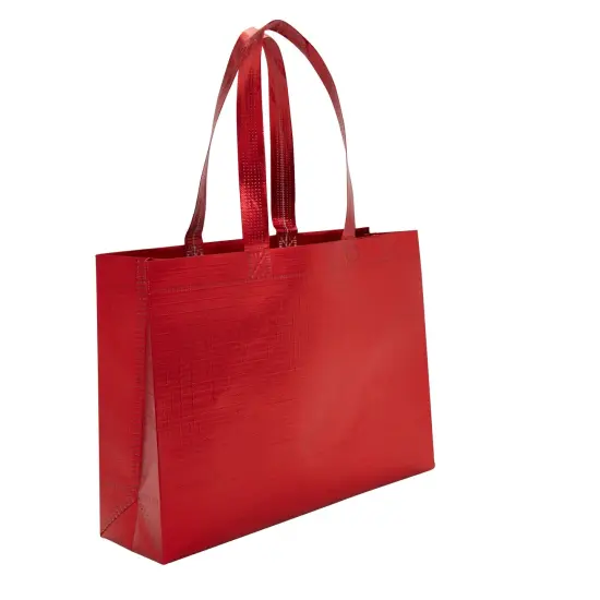 20-Pack Non-Woven Reusable Shopping Bags with Handles, 10 x 3.94 x 12.6 Inch Metallic Red Tote Bags for Groceries and Gifts {4}