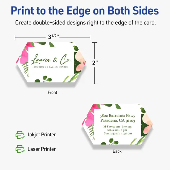 Avery Printable Geo Business Cards, Sure Feed Technology, 2" x 3-1/2", Matte White Cardstock, Print-to-The-Edge, Laser/Inkjet Printable, 80 Total {6}