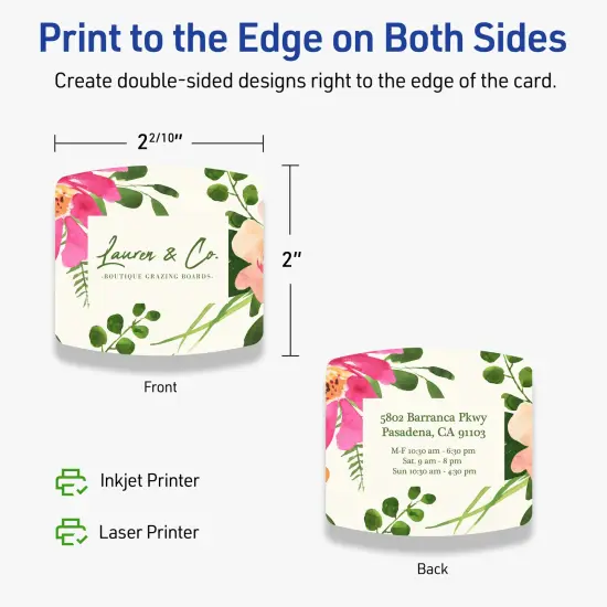 Avery Printable Arched Square Business Cards, Sure Feed Technology, 2" x 2-2/10", Matte Ivory Cardstock, Print-to-The-Edge, Laser/Inkjet Printable, 120 Total {6}