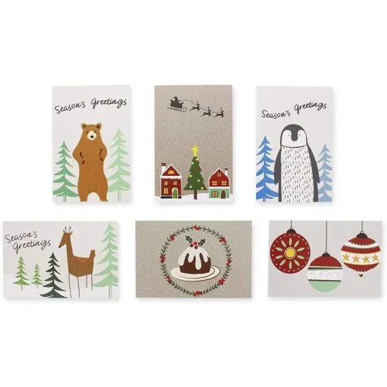 Merry Christmas Greeting Cards and Envelopes, Cute Designs (4 x 6 In, 36 Pack) {4}