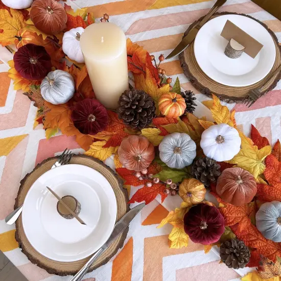 12 Pcs Assorted Small Faux Rustic Velvet Pumpkins Decorative {4}