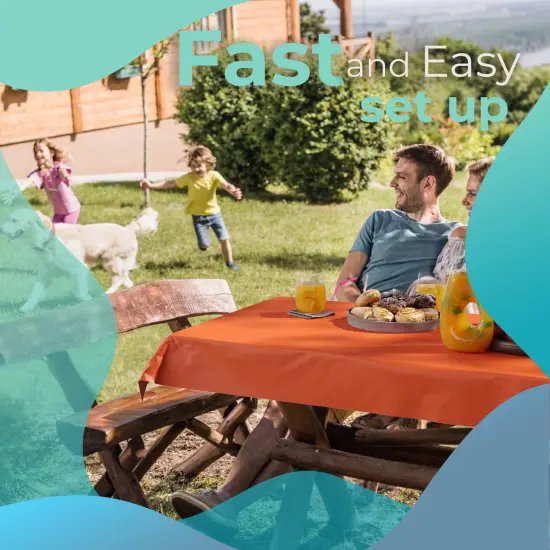 Exquisite Plastic Table Cover Roll &ndash; 40" x 300' Disposable Tablecloth Roll &ndash; Premium Thick 0.5 MIL Plastic Banquet Roll &ndash; Party Table Cover Roll for Events & Catering Orange {3}