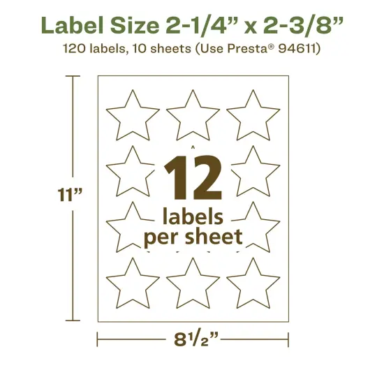 Avery Recycled Matte White Labels,2-1/4" x 2-3/8" Star {5}