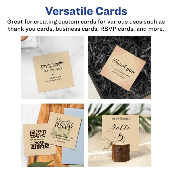 Avery 2-1/2" x 2-1/2" Square, Kraft Brown Business Cards {3}