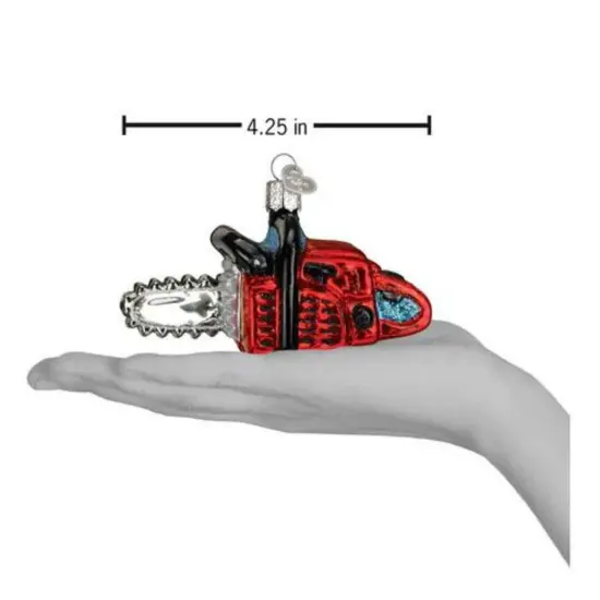 Old World Christmas 2.5 Inch Chain Saw Christmas Tree Ornament , Ornament Dyi Improvement Red {2}