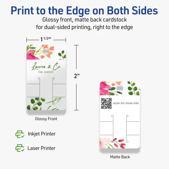 Avery Printable Rounded Rectangle Slot Tags, Sure Feed Technology, 1-1/2" x 2-1/2", Glossy White Cardstock, Print-to-The-Edge, Laser/Inkjet Printable, 100 Total {6}