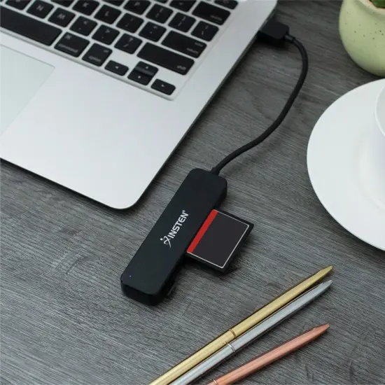 4 Slot Card Reader with Storage Pouch Compatible with USB 3.0, Simultaneously Reads/Writes SD, CF, MS, and microSD Memory Cards on PCs Running Windows or macOS (Black) {5}