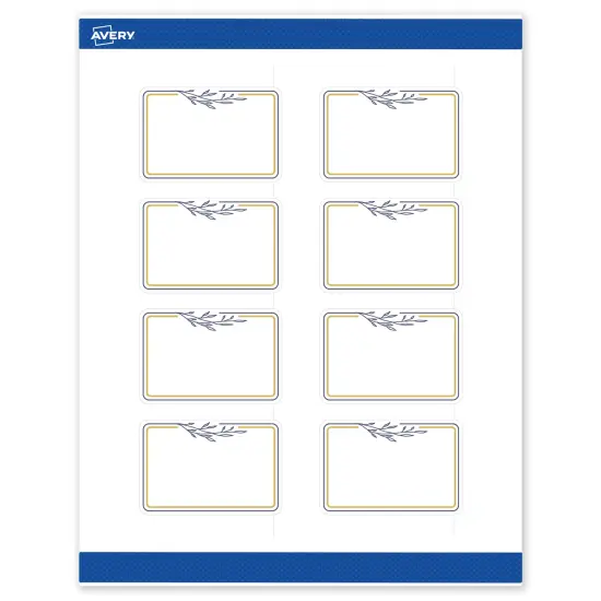 Avery Printable Rectangle Labels, Gold & Navy Border with Florals, 2" x 3", Matte White Rectangle Labels, Permanent, Laser/Inkjet, 80ct, Great for Product Labels {1}