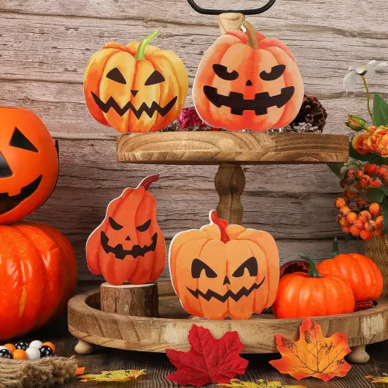 4 Pcs Fall Pumpkin Decor Double Side Halloween Decorations {3}