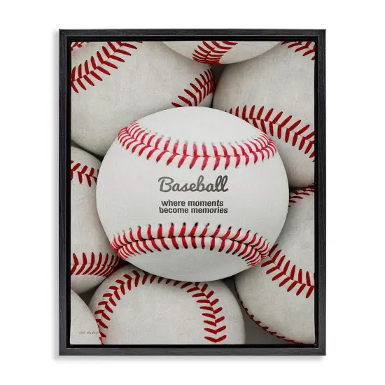 Stupell Industries Baseball Memories Phrase Floater Framed Canvas Wall Art Design by Seven Trees Design {1}