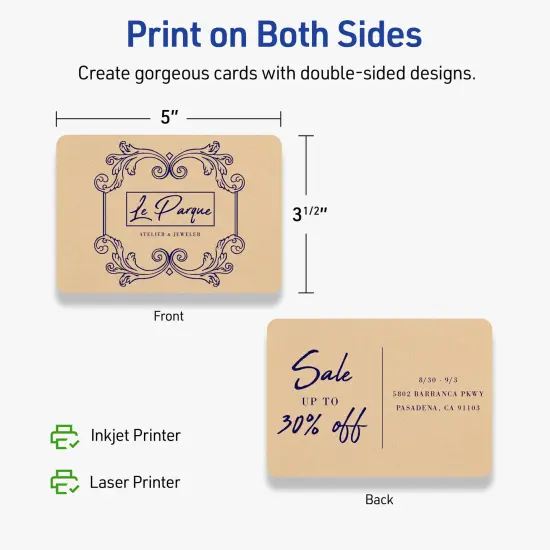 Avery Kraft Brown Postcards, 3-1/2" x 5" Rectangle Rounded Corners {6}