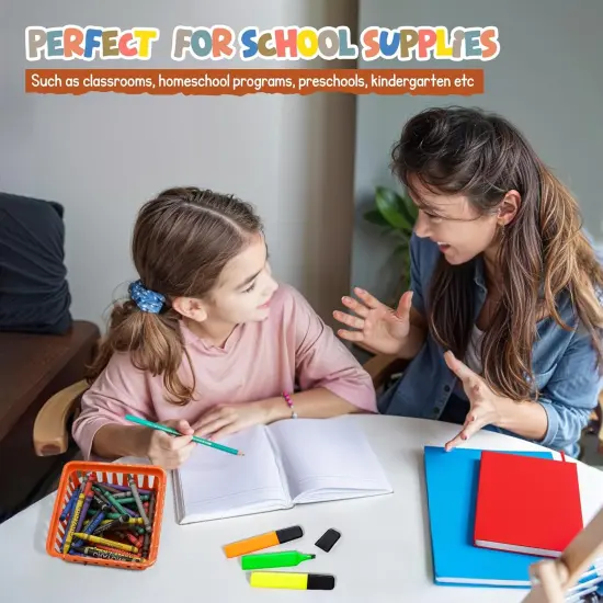 4E's Novelty 12 Pack Small Baskets for Classroom, Vibrant Boho Classroom Basket, Durable Class Accessories Baskets, Boho Colorful Bins for Classrooms, Perfect and Useful Small Plastic Colourful Basket {6}