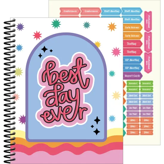 Carson Dellosa Retro Remix Teacher Planner 2025-2026, Undated 8" x 11" Lesson Plan Book With Retro Stickers, Class Schedule, Weekly Calendar, Homeschool & School Supplies, Groovy Classroom Must Haves {1}