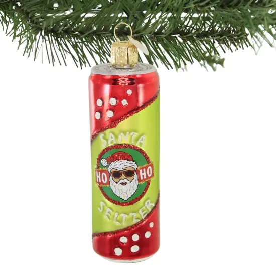 Old World Christmas 4.0 Inch Santa Seltzer Tree Ornament , Drink Party Winter Green {3}
