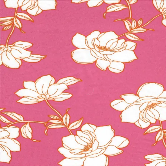 1 Yard Pink Hot Floral DTY Brushed Knit Fabric Stretch Soft Print 58/60 Inches Wide {4}