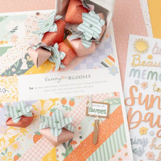 Pebbles Sunny Bloom Thickers Stickers 80/Pkg-Phrase, Gold Foil Foam {4}