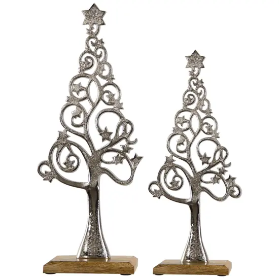 Northlight Starry Trees Metal Christmas Decorations - 18.5" - Silver - Set of 2 {3}