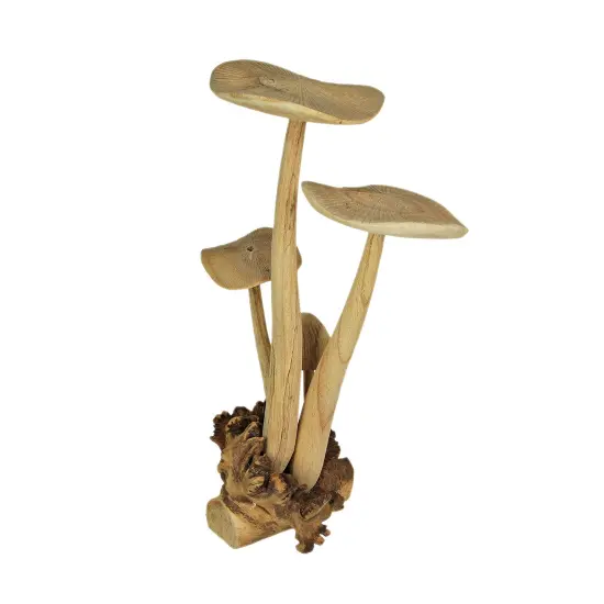 Hand Carved Indonesian Parasite Wood Mushroom Cluster Statue {1}