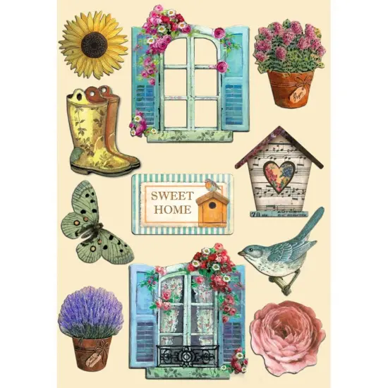 Stamperia Colored Wooden Shapes A5-GARDEN {1}