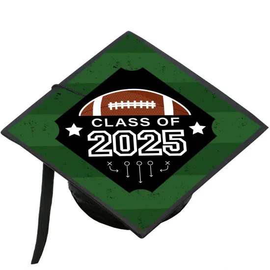 Big Dot of Happiness Grad Football - 2025 Graduation Cap Decorations Kit - Grad Cap Cover {1}