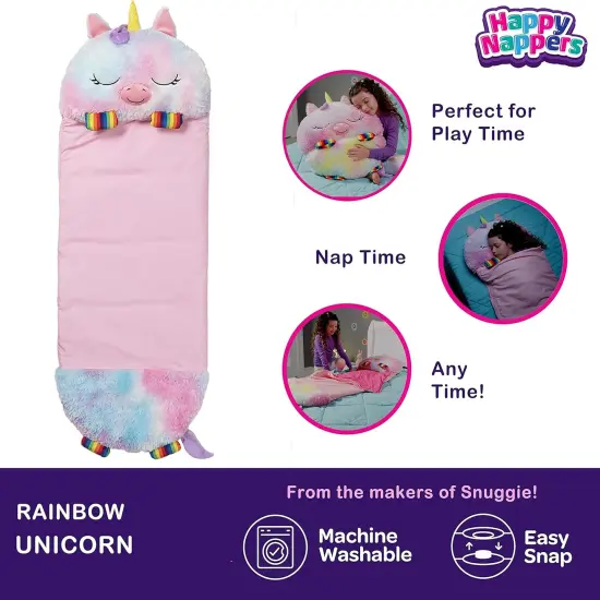 Happy Nappers: Pillow & Sleepy Sack: Medium - Rainbow Unicorn - 54 x 20", Plush Animal Character, 2-In-1 Pillow Sleeping Bag, Play, Kids Ages 3+ {5}