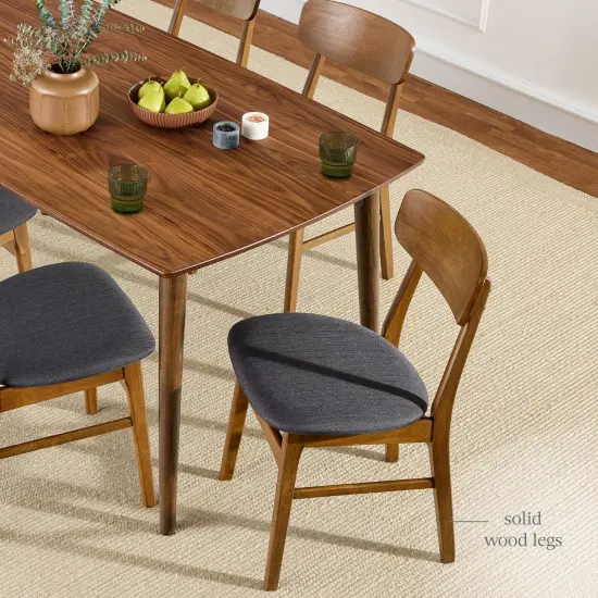 Best Choice Products 7-Piece Mid-Century Modern Upholstered Dining Set, Wooden Table w/ 6 Chairs Walnut/Charcoal {5}