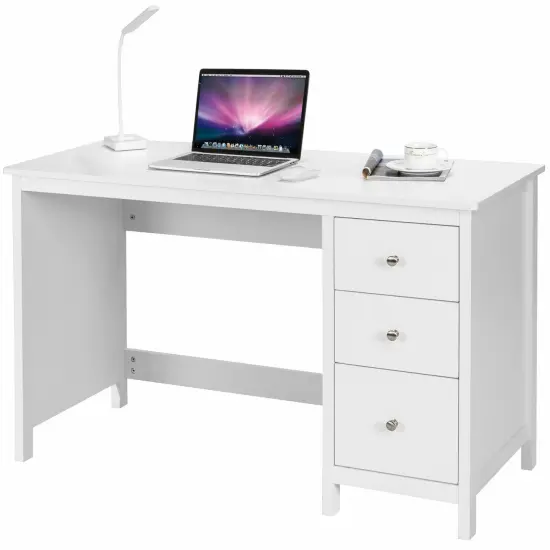 3-Drawer Home Office Study Computer Desk with Spacious Desktop Black {7}