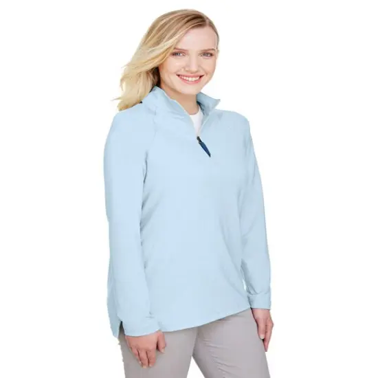 Devon & Jones&reg; &nbsp;Ladies Clubhouse Micro-Stripe Quarter-Zip SILVER {5}