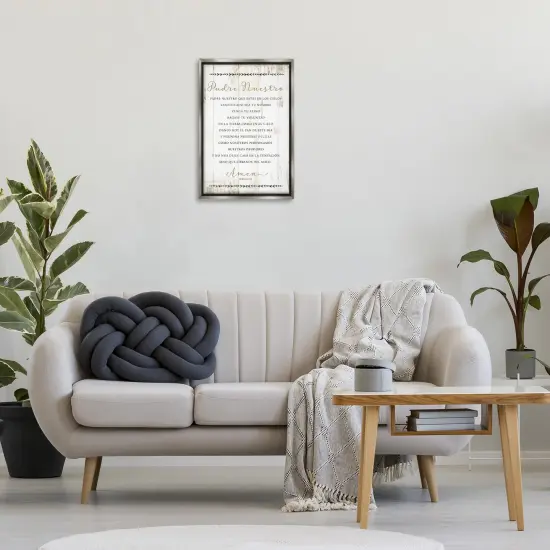 Stupell Industries Padre Nuestro Oraci&oacute;n Framed Floater Canvas Wall Art Gray Floater Frame {2}