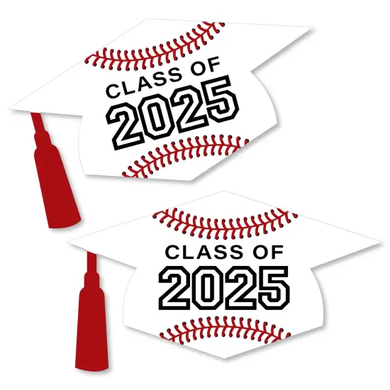 Big Dot of Happiness Grad Baseball - Grad Cap Decorations DIY 2025 Graduation Party Large Party Essentials - Set of 20 {1}