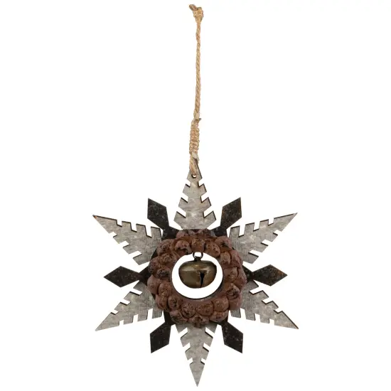 Northlight Snowflake with Jingle BellWooden Christmas Ornament - 6" - Brown and Beige {4}