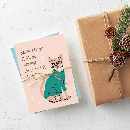 Funny Cat Christmas Greeting Cards Boxed Set of 24 Holiday Notecards Featuring Playful Feline Designs, Perfect for Cat Lovers and Pet Owners {2}