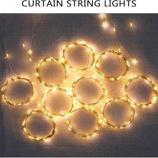 300 LED Curtain Lights copper wire Warm White {3}