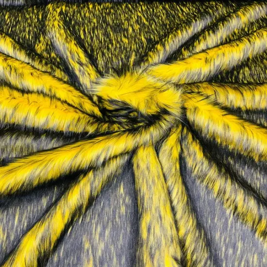 1 Yard Two Tone Husky Faux Fur Fabric Soft High Pile for Blankets Decor Costumes 58-60 inches Width Yellow-Black {1}