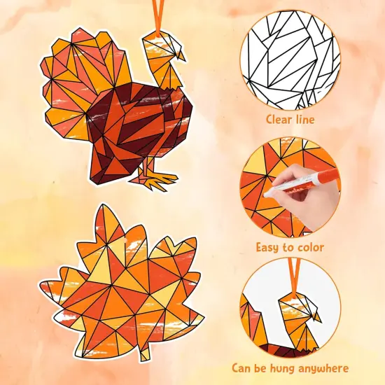 83Pcs Color Your Own Fall Kit for Kids Thanksgiving DIY,Coloring Fall Craft Kit {2}