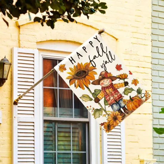 Fall Scarecrow House Flag 28x40 Inch {2}