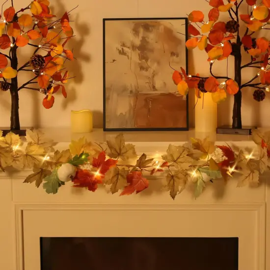 2 Pack Fall Leaves Garland with Lights - 5.6FT {5}