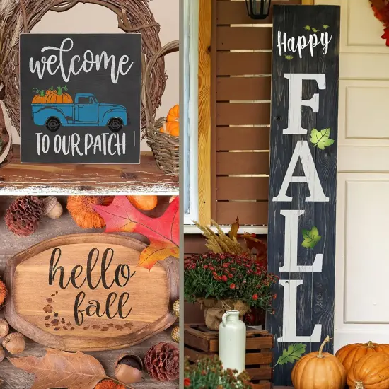 Large Fall Stencils for Painting on Wood, Canvas - 10&rdquo;x10&rdquo; Stencil Pack {2}