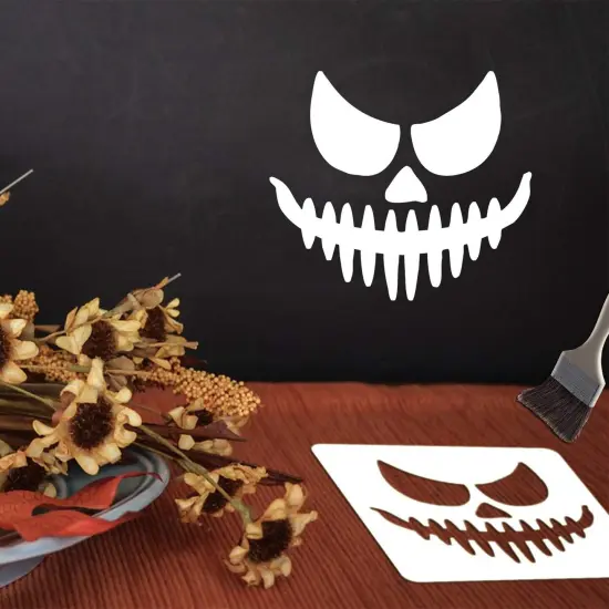 12 Pieces Halloween Stencils - 7.9 Inches (Reusable) {4}