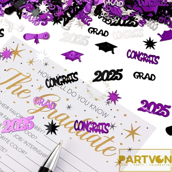 2025 Graduation Confetti - Purple, Silver, Black {4}