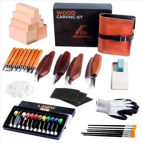 All-in-One Wood Carving kit Included Wood Carving Knife Set {1}